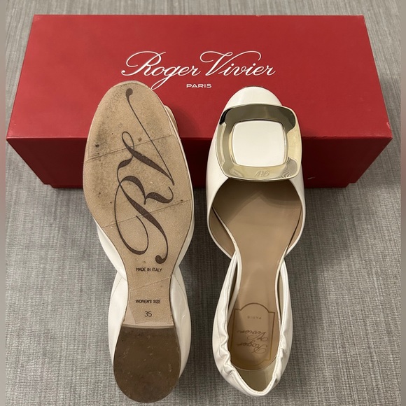 Roger Vivier Chip Ballerina Flat, Patent Leather, like NEW, White, 35 - Picture 3 of 3